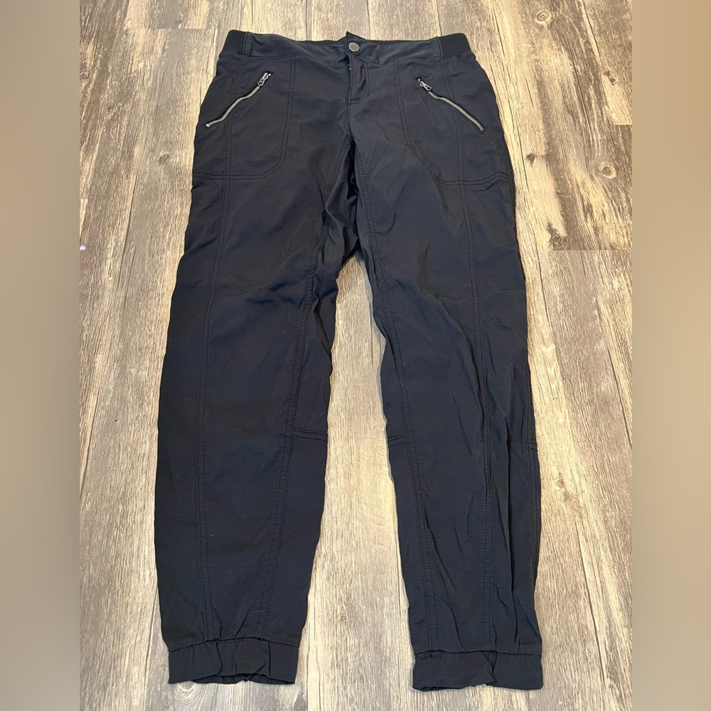 Athleta Trekkie North Joggers in Black Ripstop Fabric Outdoors Hiking Activewear